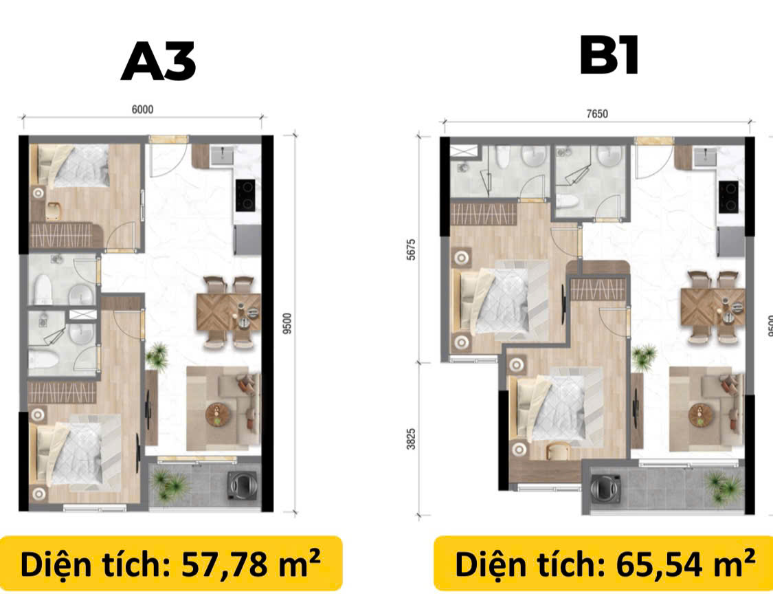 thiết kế căn hộ 2PN