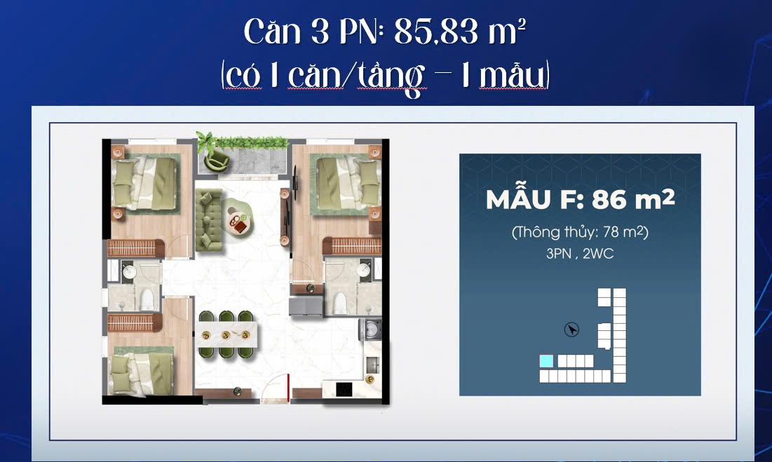 thiết kế căn hộ 3 pn