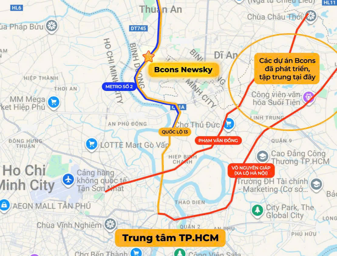 vị trí bcons newsky thuận an